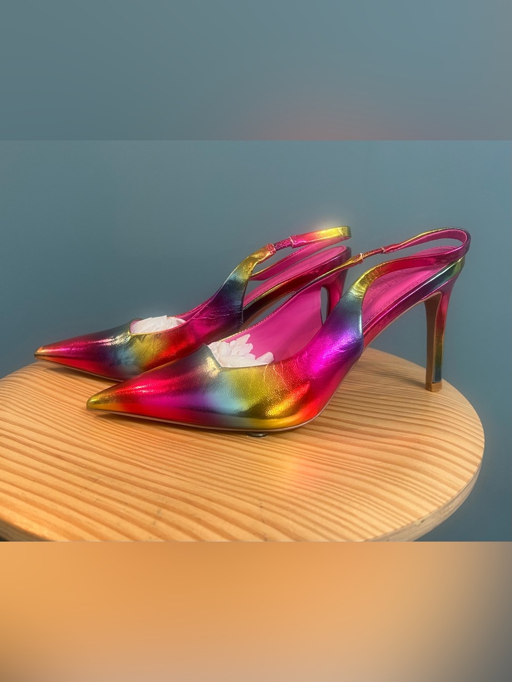 Prima Donna Iridescent Multi-Color Pointed Slingback Heels